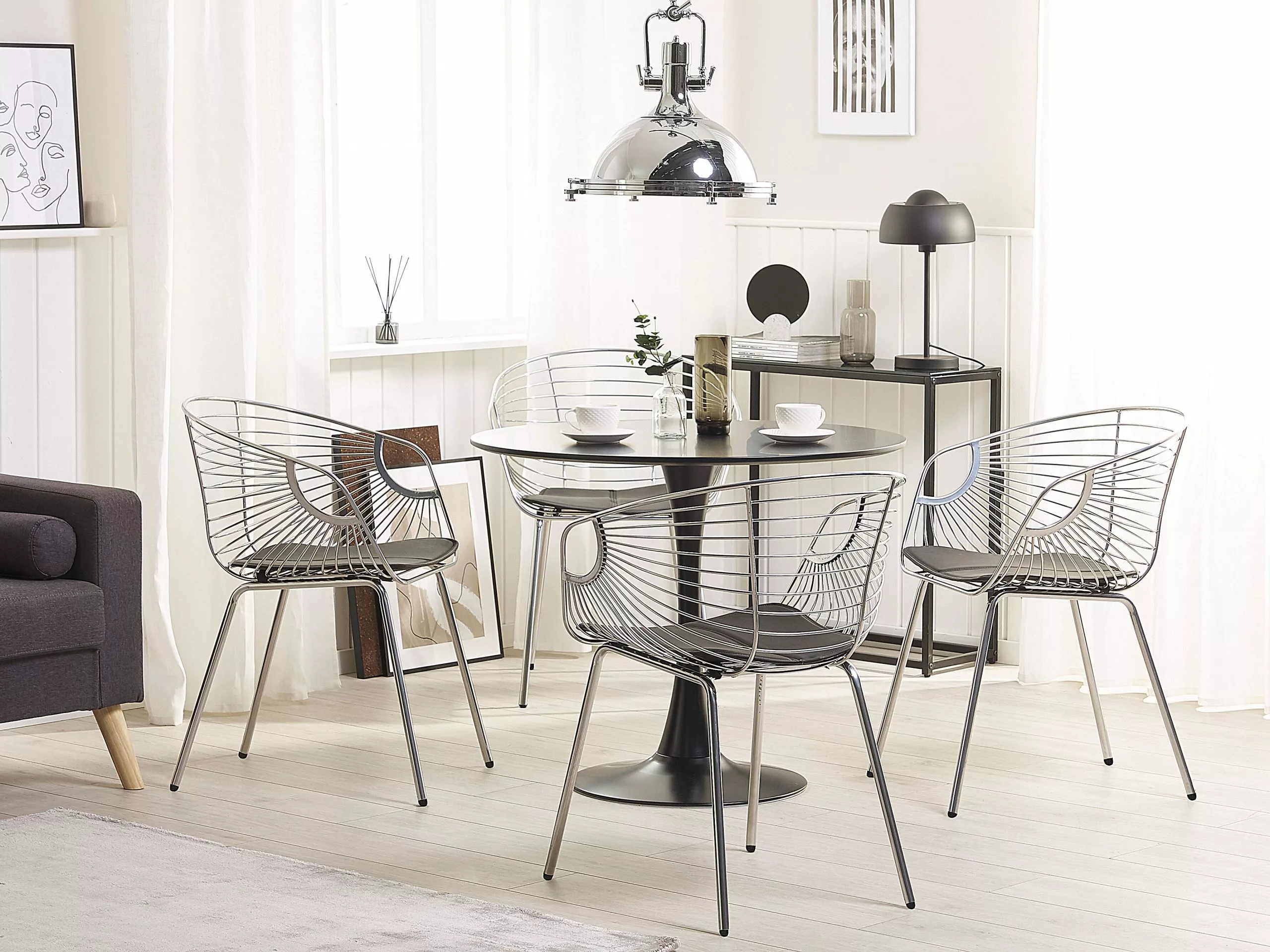 Beliani Conjunto De 2 Sillas De Metal Plateado/negro HOBACK - Imagen 2