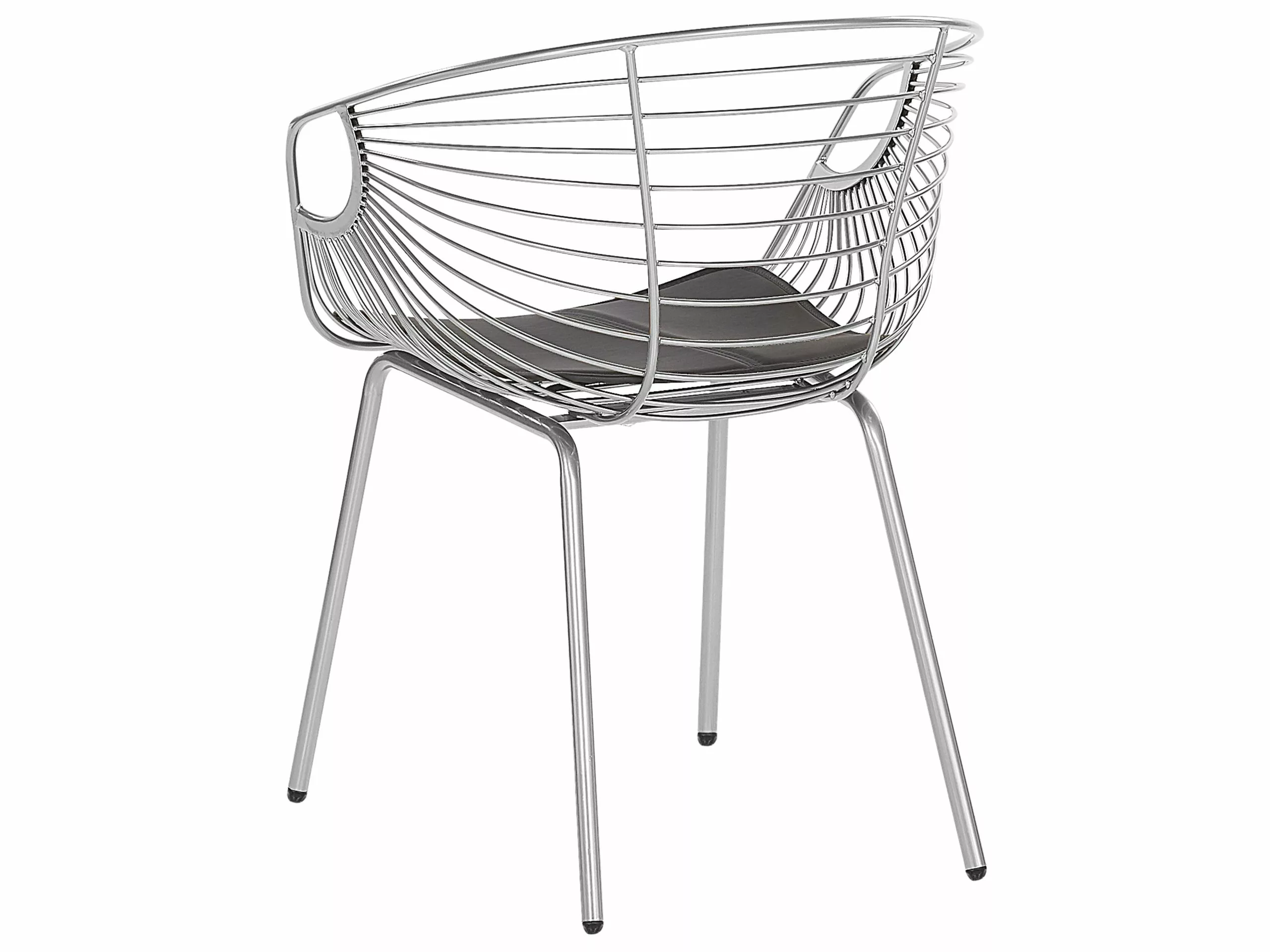 Beliani Conjunto De 2 Sillas De Metal Plateado/negro HOBACK - Imagen 4