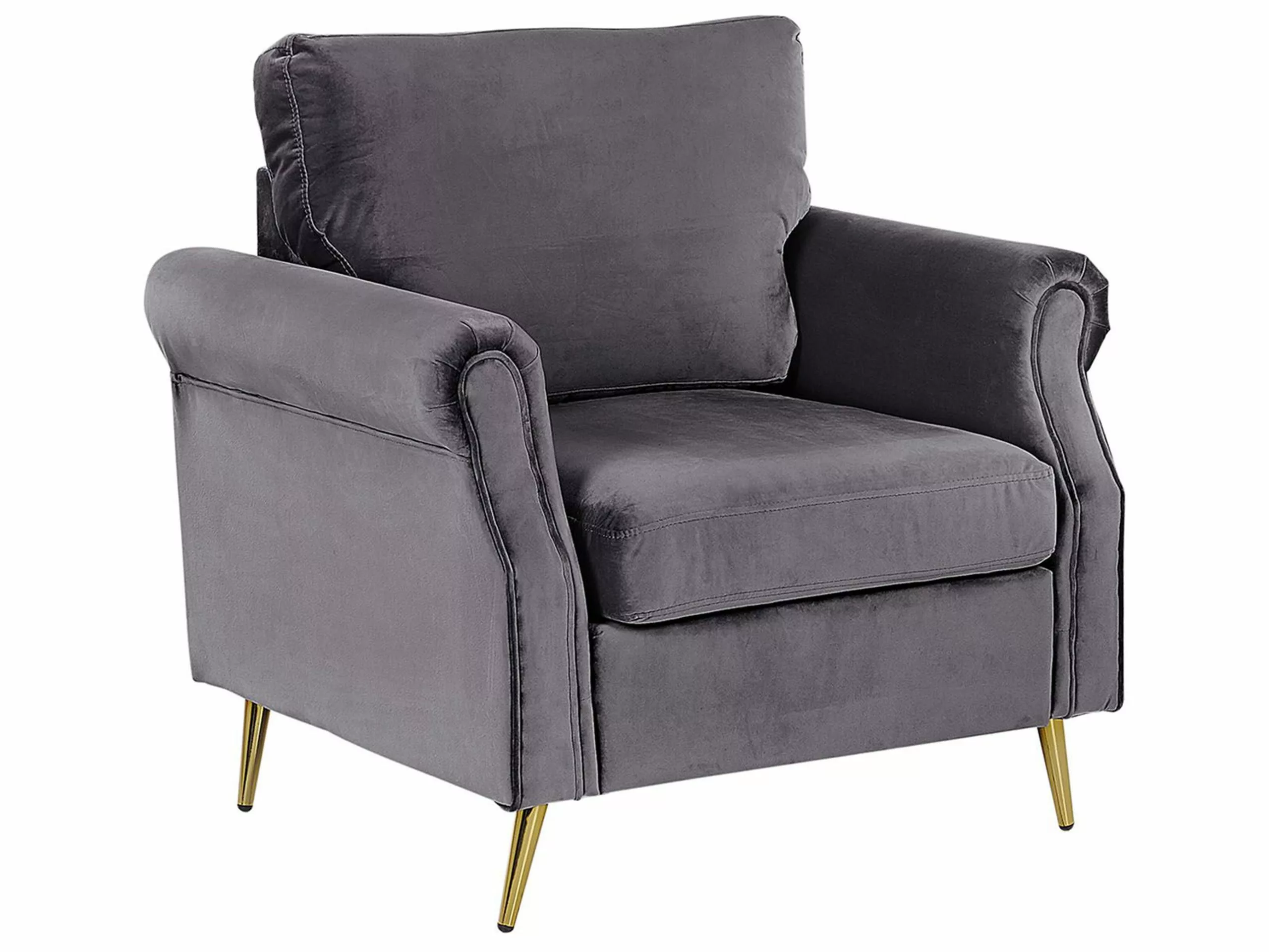 Beliani Sillón De Terciopelo Gris Oscuro/dorado VIETAS
