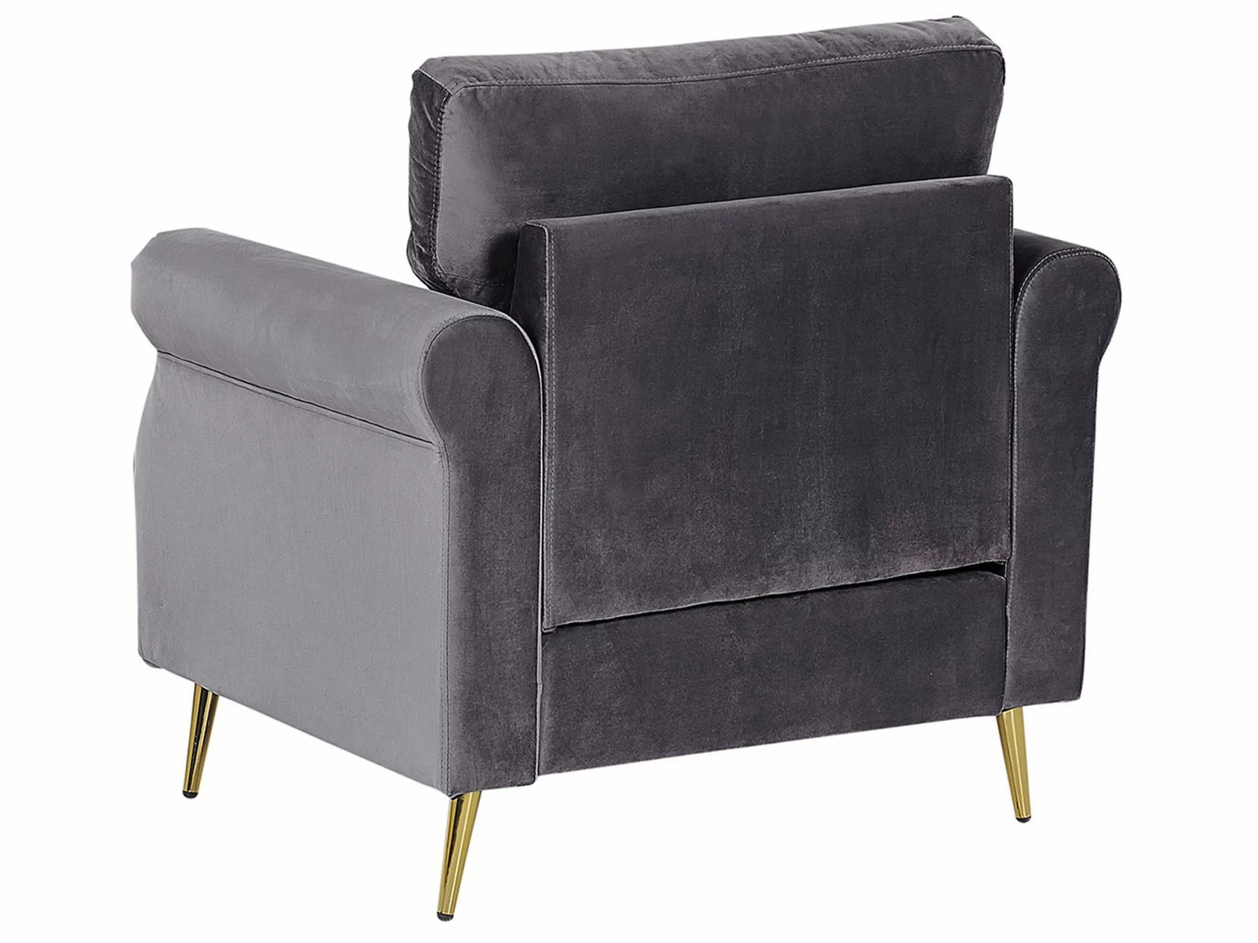 Beliani Sillón De Terciopelo Gris Oscuro/dorado VIETAS - Imagen 6