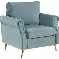 Beliani Sillón De Terciopelo Verde Menta/dorado VIETAS