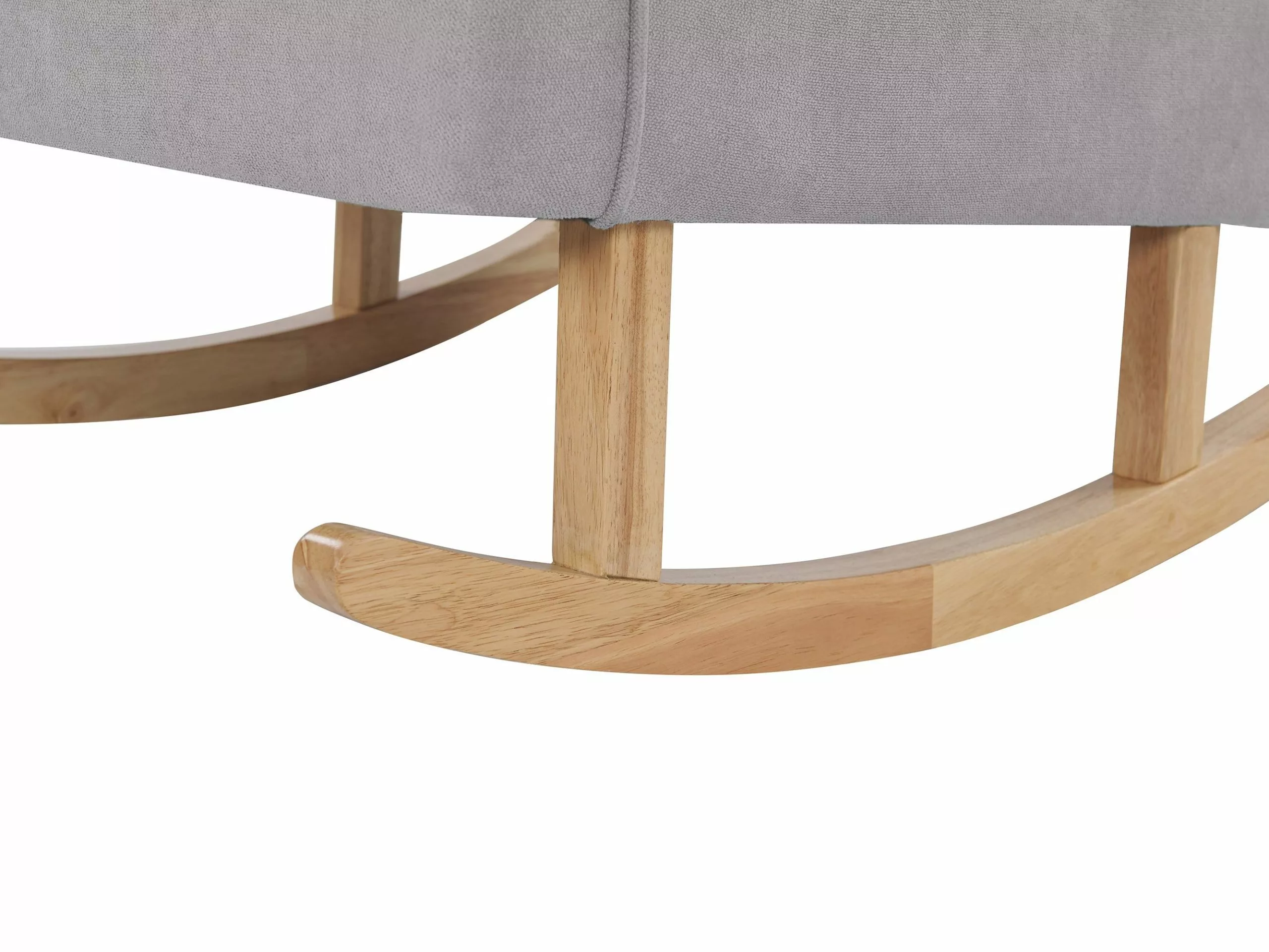Beliani Silla Mecedora De Poliéster Gris Claro/madera Clara TRONDHEIM II - Imagen 6