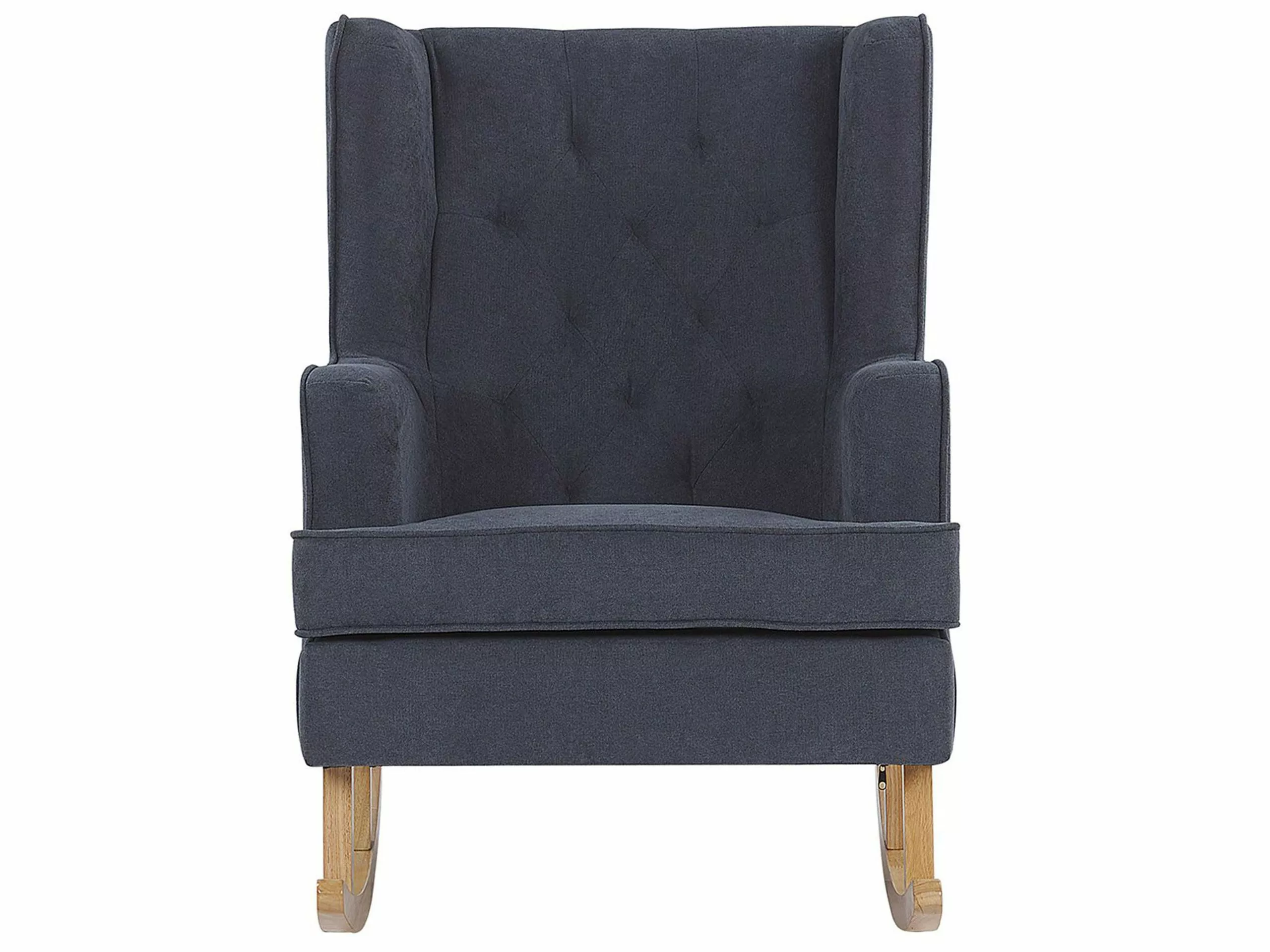 Beliani Silla Mecedora De Poliéster Gris Oscuro/madera Clara TRONDHEIM II 5 Beliani Silla Mecedora De Poliéster Gris Oscuro/madera Clara TRONDHEIM II - Imagen 3