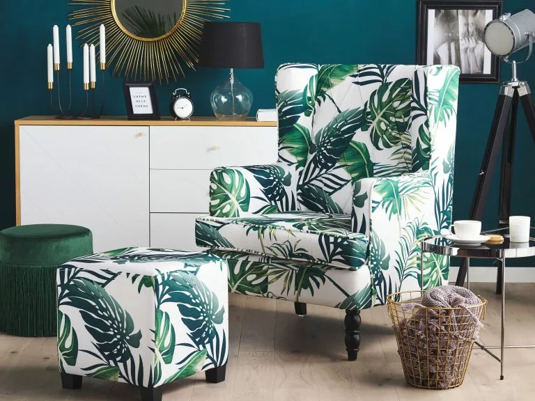 Beliani Sillón Con Reposapiés Con Hojas Verde SANDSET - Imagen 2