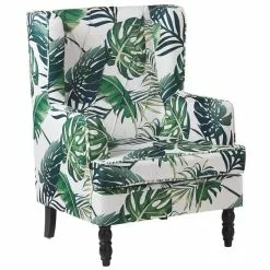 Beliani Sillón Con Reposapiés Con Hojas Verde SANDSET -Sillas Ventas undef src sa picid 776319 type whitesh image scaled