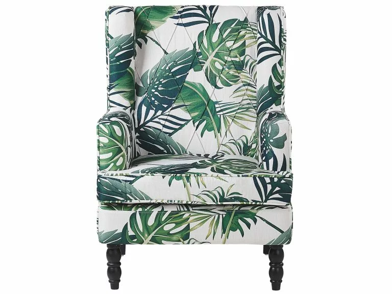 Beliani Sillón Con Reposapiés Con Hojas Verde SANDSET - Imagen 4