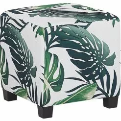 Beliani Sillón Con Reposapiés Con Hojas Verde SANDSET -Sillas Ventas undef src sa picid 776322 type whitesh image scaled