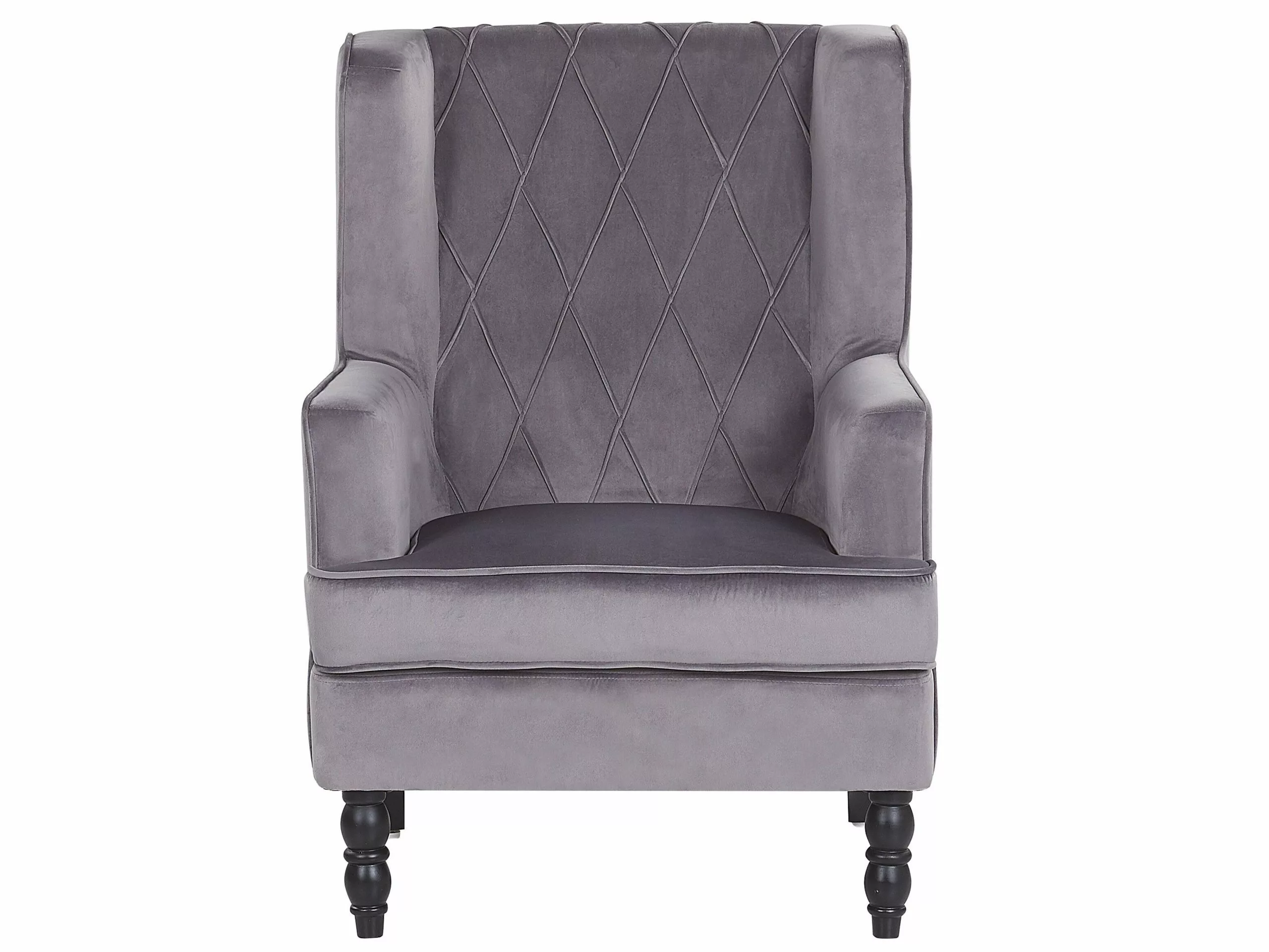 Beliani Sillón De Terciopelo Gris Con Reposapiés SANDSET - Imagen 4
