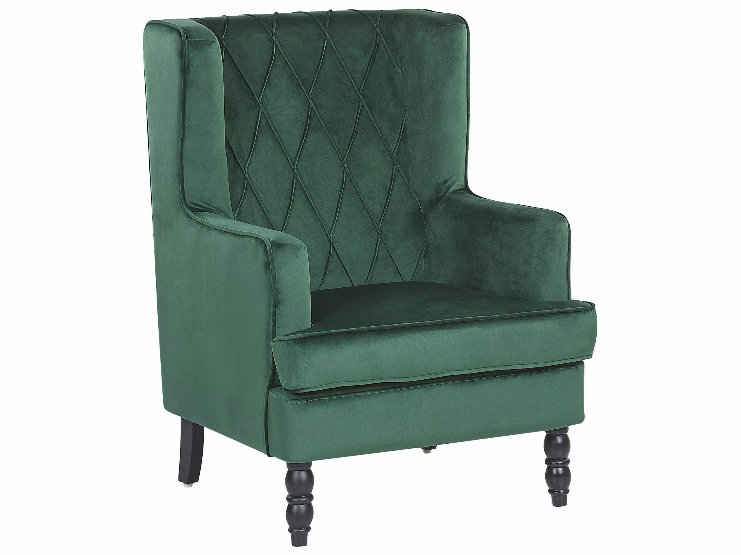 Beliani Sillón De Terciopelo Verde Con Reposapiés SANDSET - Imagen 3