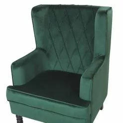 Beliani Sillón De Terciopelo Verde Con Reposapiés SANDSET -Sillas Ventas undef src sa picid 776398 type whitesh image scaled