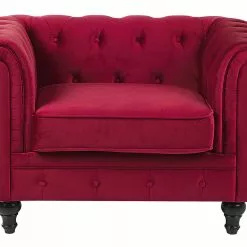Beliani Sillón De Terciopelo Rojo Oscuro CHESTERFIELD -Sillas Ventas undef src sa picid 778763 type whitesh image scaled