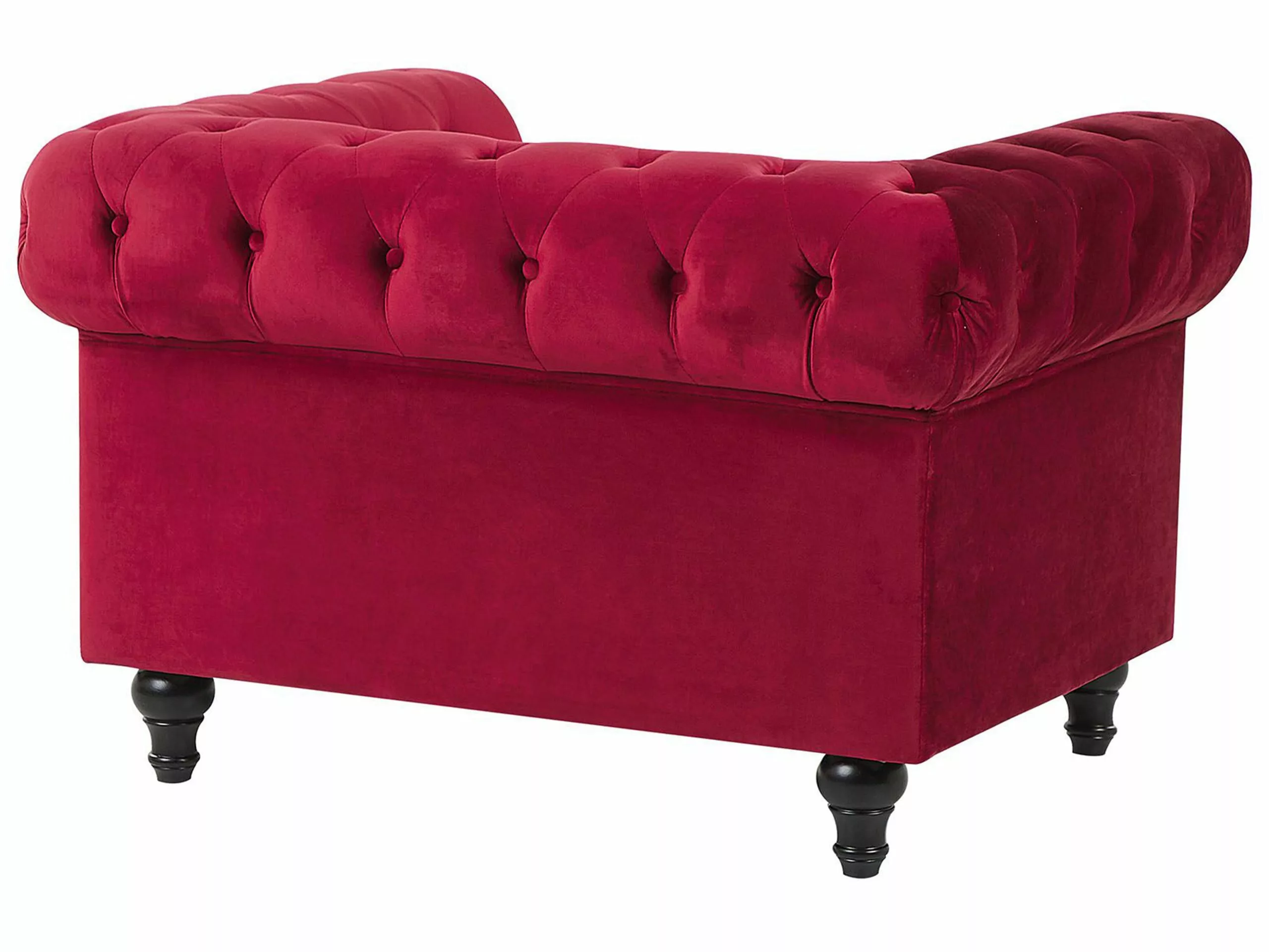Beliani Sillón De Terciopelo Rojo Oscuro CHESTERFIELD - Imagen 4