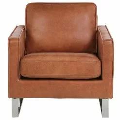 Beliani Sillón De Piel Sintética Marrón Dorado/plateado VIND -Sillas Ventas undef src sa picid 779831 type whitesh image scaled