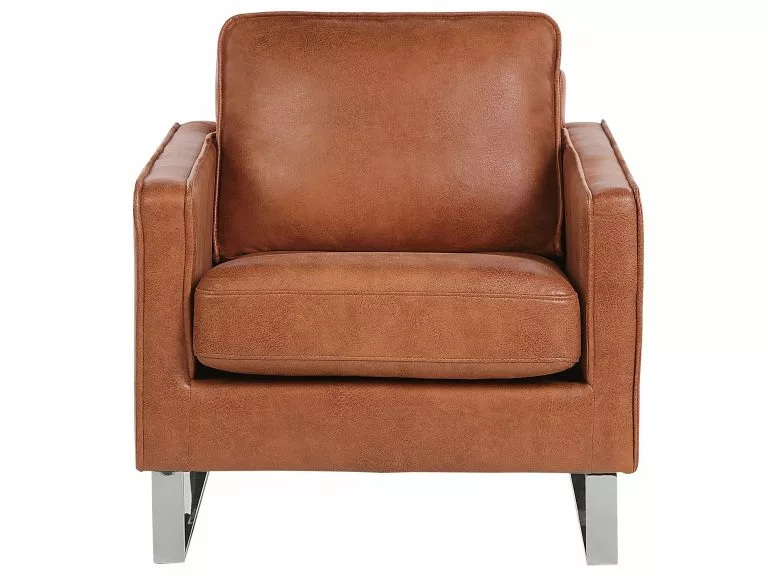 Beliani Sillón De Piel Sintética Marrón Dorado/plateado VIND - Imagen 3