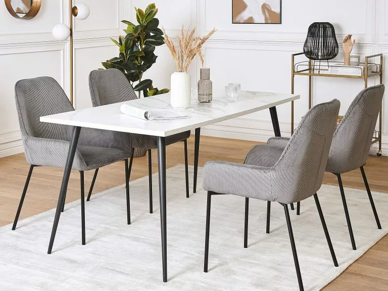 Beliani Conjunto De 2 Sillas De Comedor De Pana Gris/negro LOVERNA 4 Beliani Conjunto De 2 Sillas De Comedor De Pana Gris/negro LOVERNA - Imagen 2