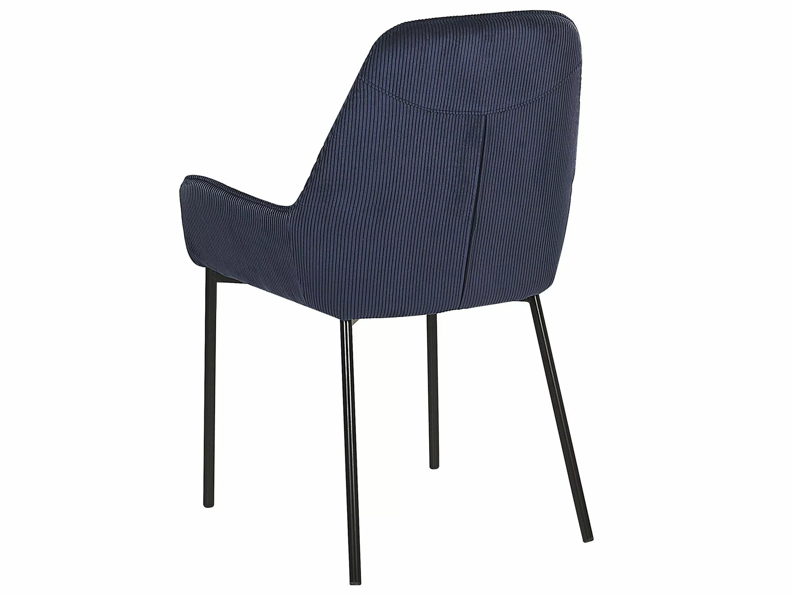 Beliani Conjunto De 2 Sillas De Comedor De Pana Azul Oscuro/negro LOVERNA 7 Beliani Conjunto De 2 Sillas De Comedor De Pana Azul Oscuro/negro LOVERNA - Imagen 5