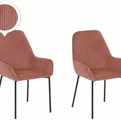 Beliani Conjunto De 2 Sillas De Comedor De Pana Rosa/negro LOVERNA