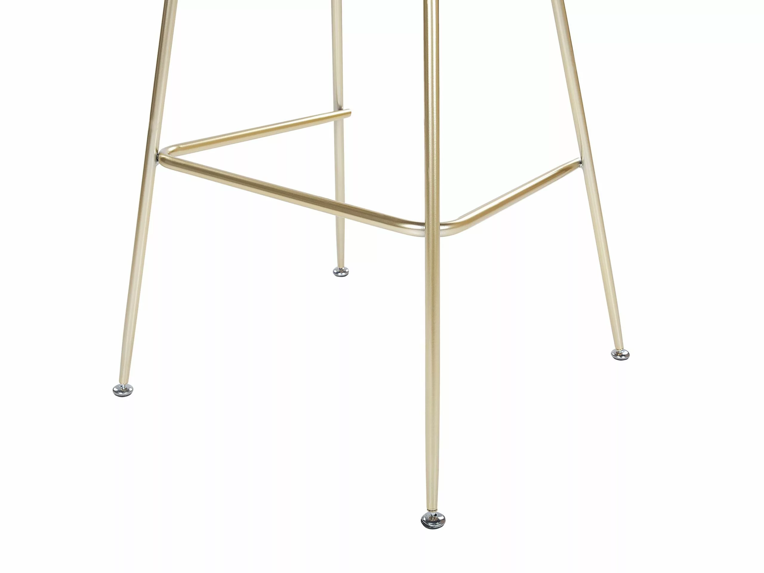 Beliani Conjunto De 2 Sillas De Bar De Terciopelo Verde Esmeralda/dorado ARCOLA - Imagen 7