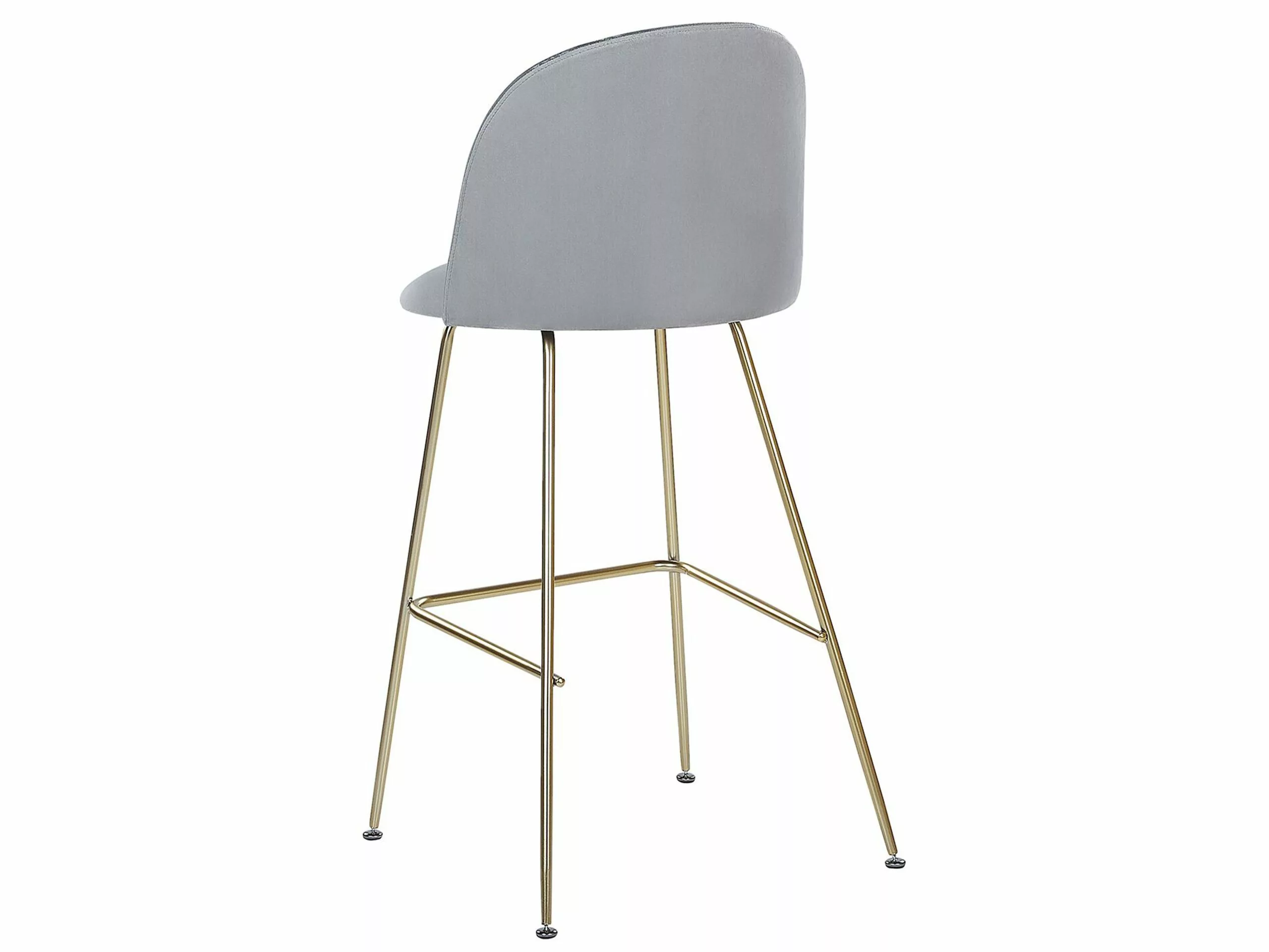 Beliani Conjunto De 2 Sillas De Bar De Terciopelo Gris Claro/dorado ARCOLA 7 Beliani Conjunto De 2 Sillas De Bar De Terciopelo Gris Claro/dorado ARCOLA - Imagen 5