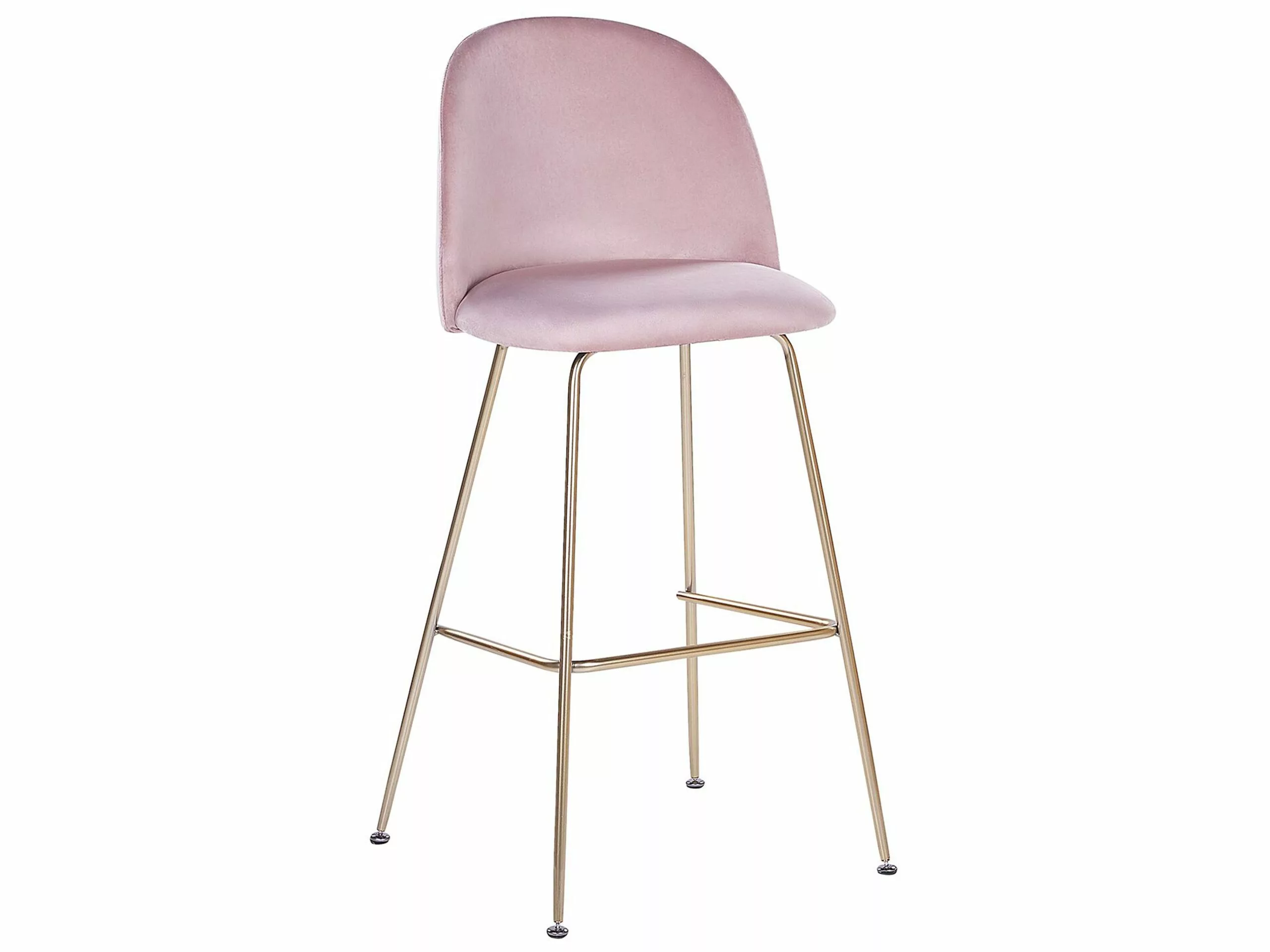 Beliani Conjunto De 2 Sillas De Bar De Terciopelo Rosa/dorado ARCOLA - Imagen 4