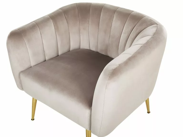 Beliani Sillón De Terciopelo Gris Pardo/dorado LACONIA 9 Beliani Sillón De Terciopelo Gris Pardo/dorado LACONIA - Imagen 7