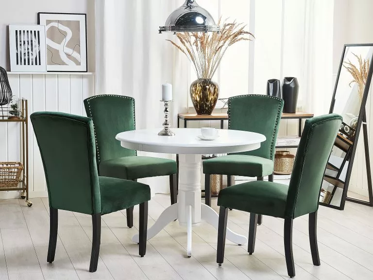 Beliani Conjunto De 2 Sillas De Comedor De Terciopelo Verde Oscuro/negro PISECO 4 Beliani Conjunto De 2 Sillas De Comedor De Terciopelo Verde Oscuro/negro PISECO - Imagen 2
