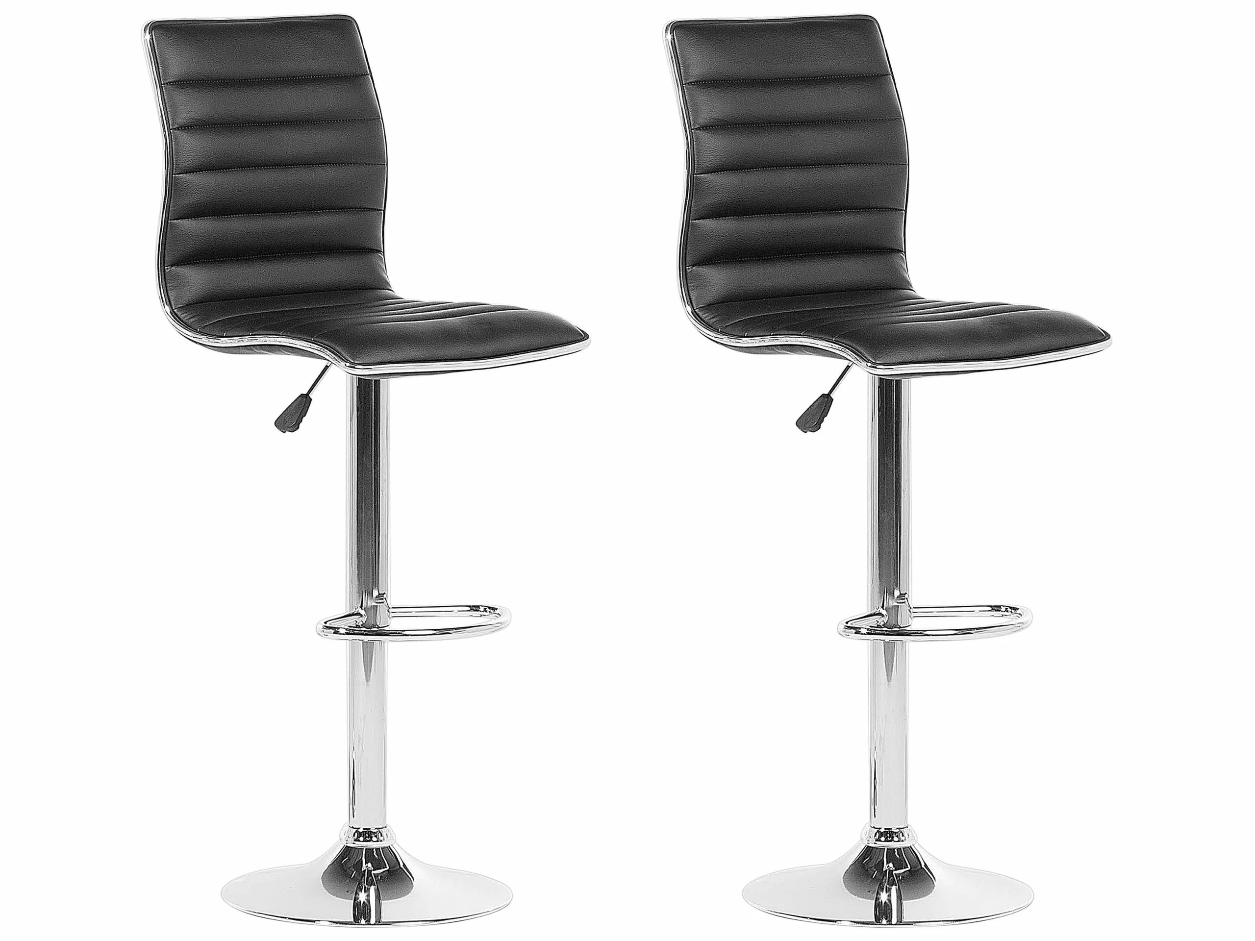 Beliani Conjunto De 2 Taburetes De Bar En Piel Sintética Negra LUCERNE 3 Beliani Conjunto De 2 Taburetes De Bar En Piel Sintética Negra LUCERNE