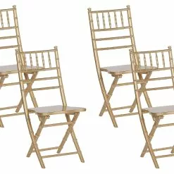 Beliani Conjunto De 4 Sillas De Madera De Haya Dorado MACHIAS