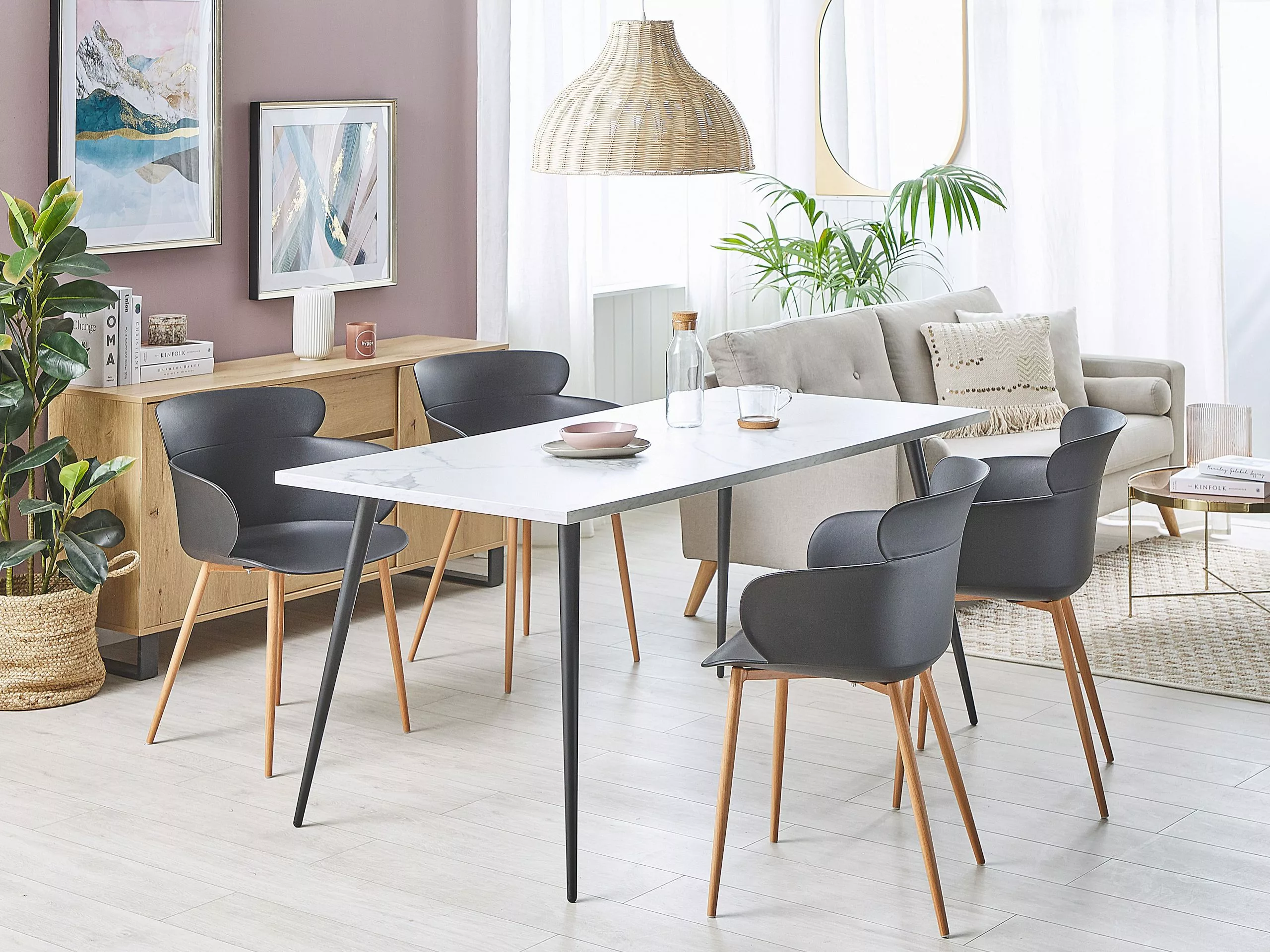 Beliani Conjunto De 2 Sillas De Comedor Negro/madera Clara SUMKLEY 4 Beliani Conjunto De 2 Sillas De Comedor Negro/madera Clara SUMKLEY - Imagen 2