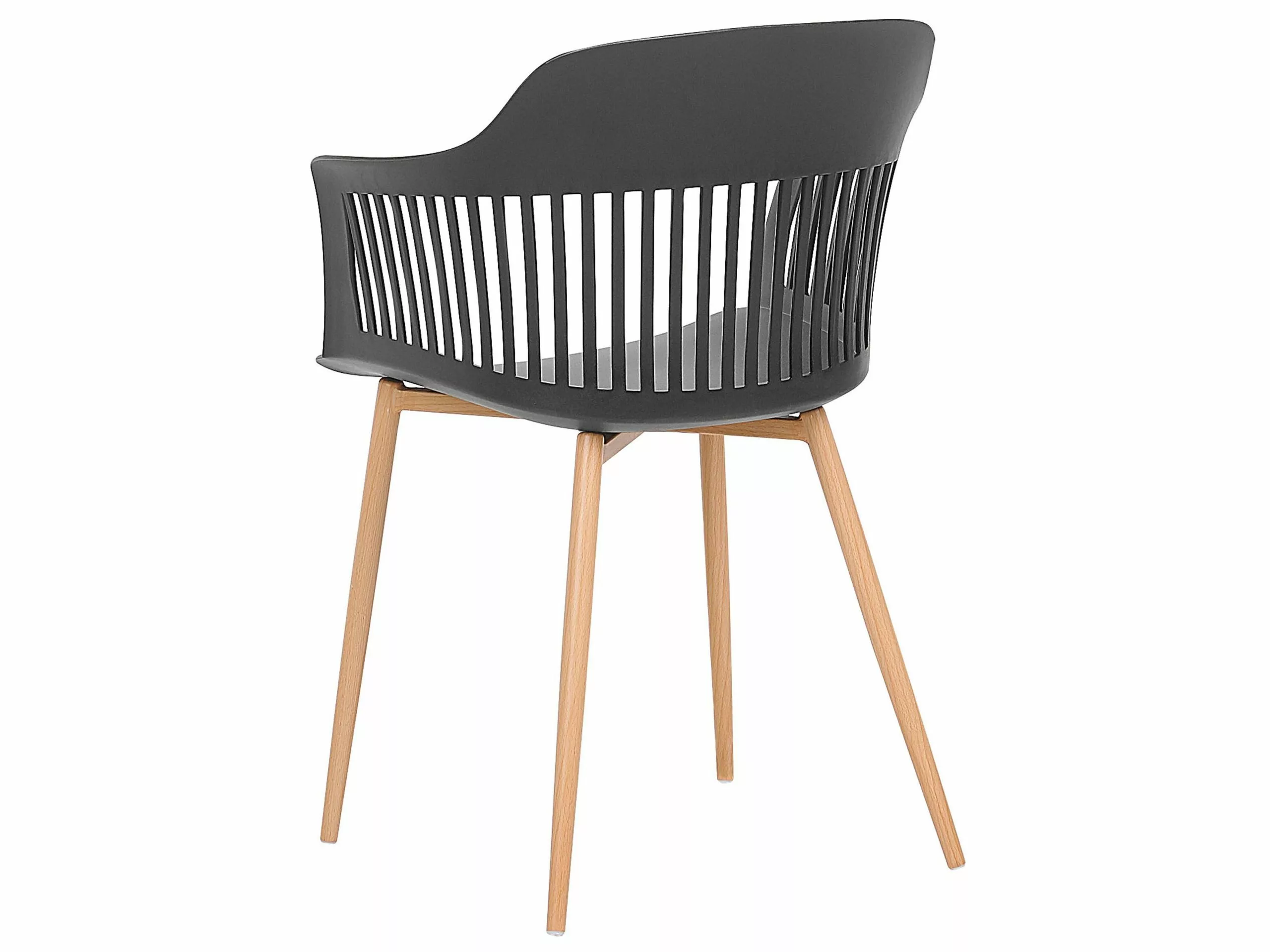 Beliani Conjunto De 2 Sillas De Comedor Negro/madera Clara BERECA - Imagen 5