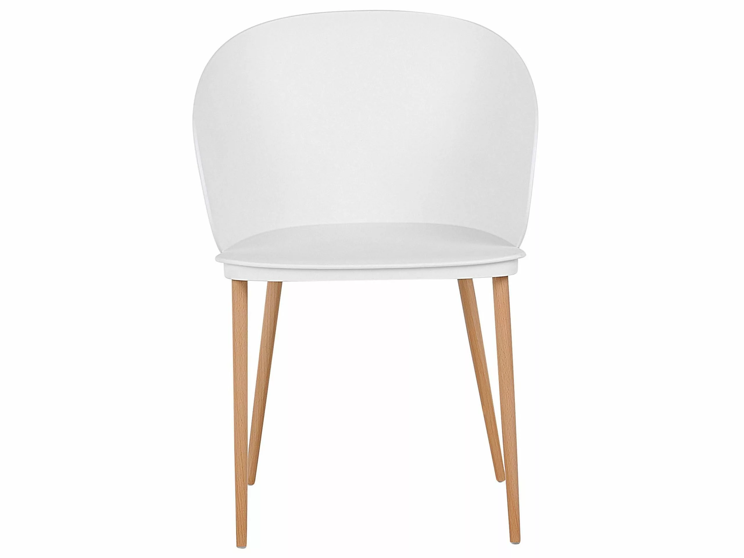 Beliani Conjunto De 2 Sillas De Comedor Blanco/madera Clara BLAYKEE - Imagen 5
