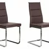 Beliani Conjunto De 2 Sillas De Comedor De Piel Sintética Marrón Oscuro/plateado ROCKFORD