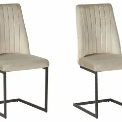 Beliani Conjunto De 2 Sillas De Comedor De Terciopelo Gris Pardo/negro LAVONIA