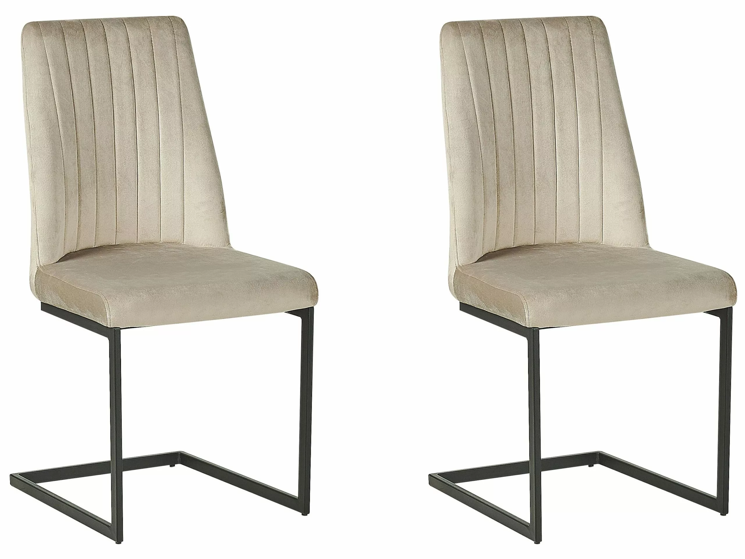 Beliani Conjunto De 2 Sillas De Comedor De Terciopelo Gris Pardo/negro LAVONIA