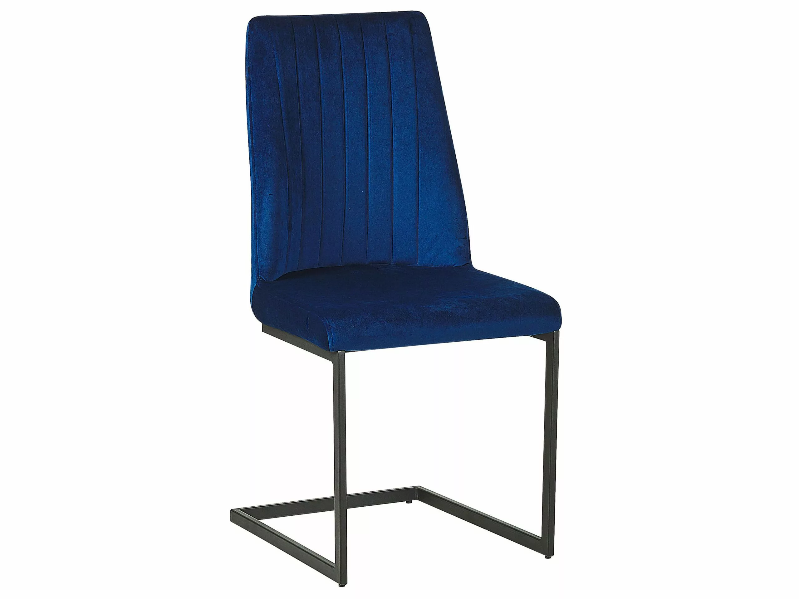 Beliani Conjunto De 2 Sillas De Comedor De Terciopelo Azul Marino/negro LAVONIA - Imagen 4