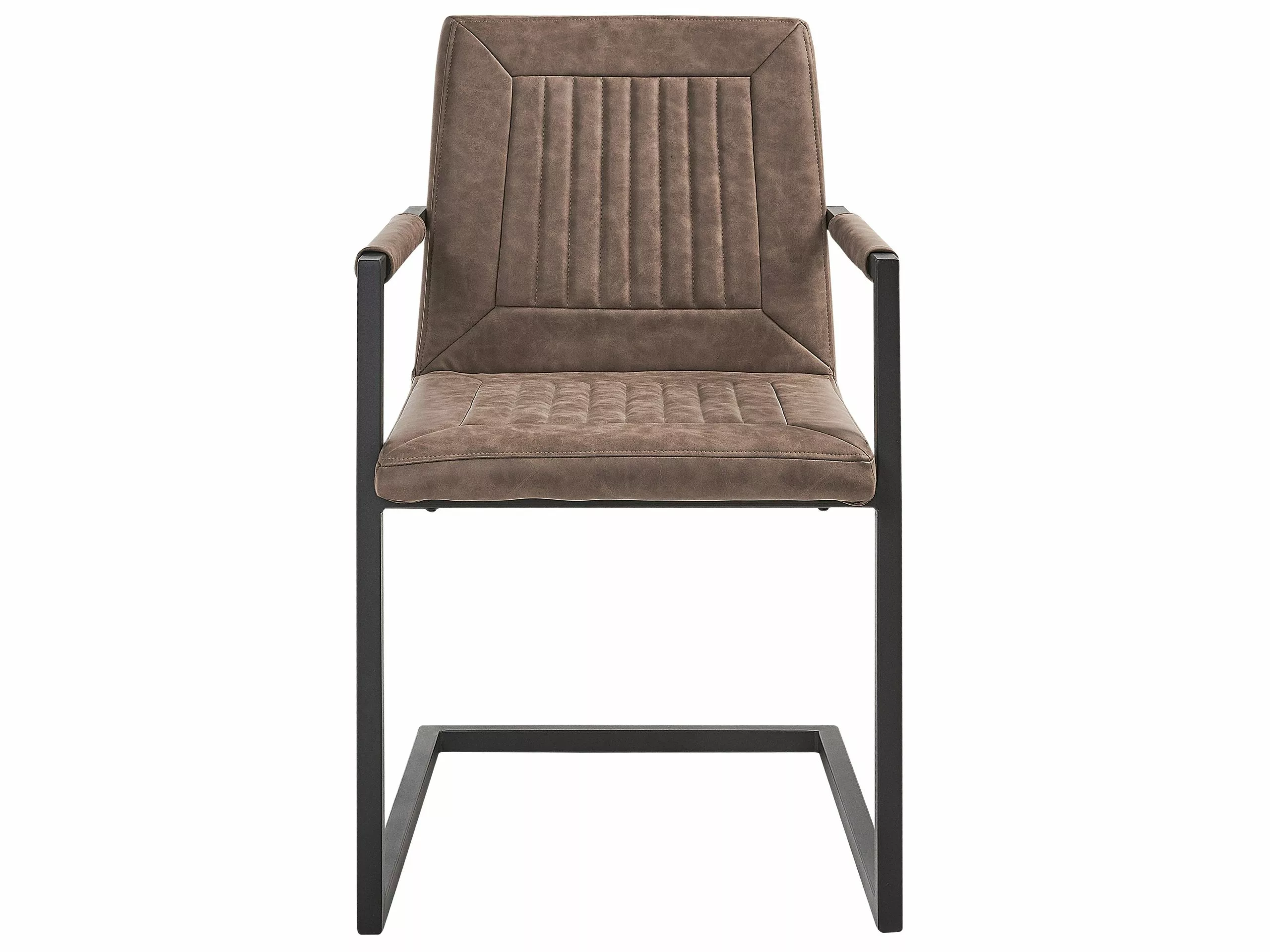 Beliani Conjunto De 2 Sillas De Comedor De Piel Sintética Marrón/negro BRANDOL - Imagen 3