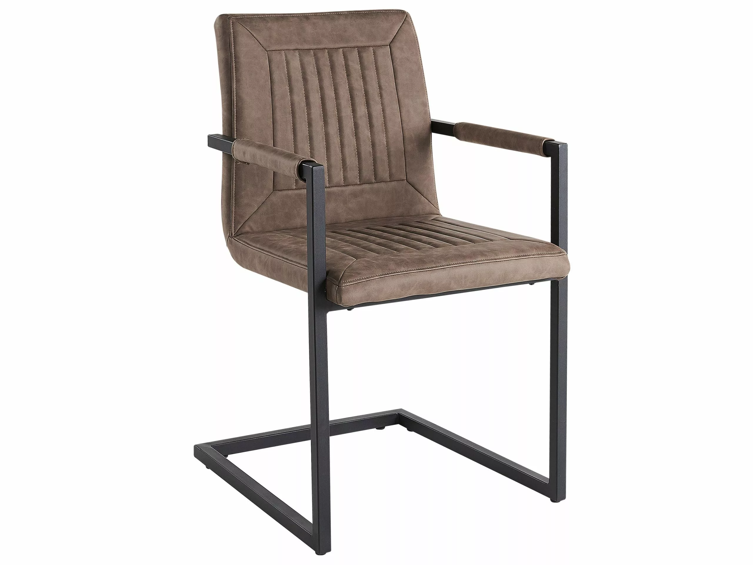 Beliani Conjunto De 2 Sillas De Comedor De Piel Sintética Marrón/negro BRANDOL - Imagen 4