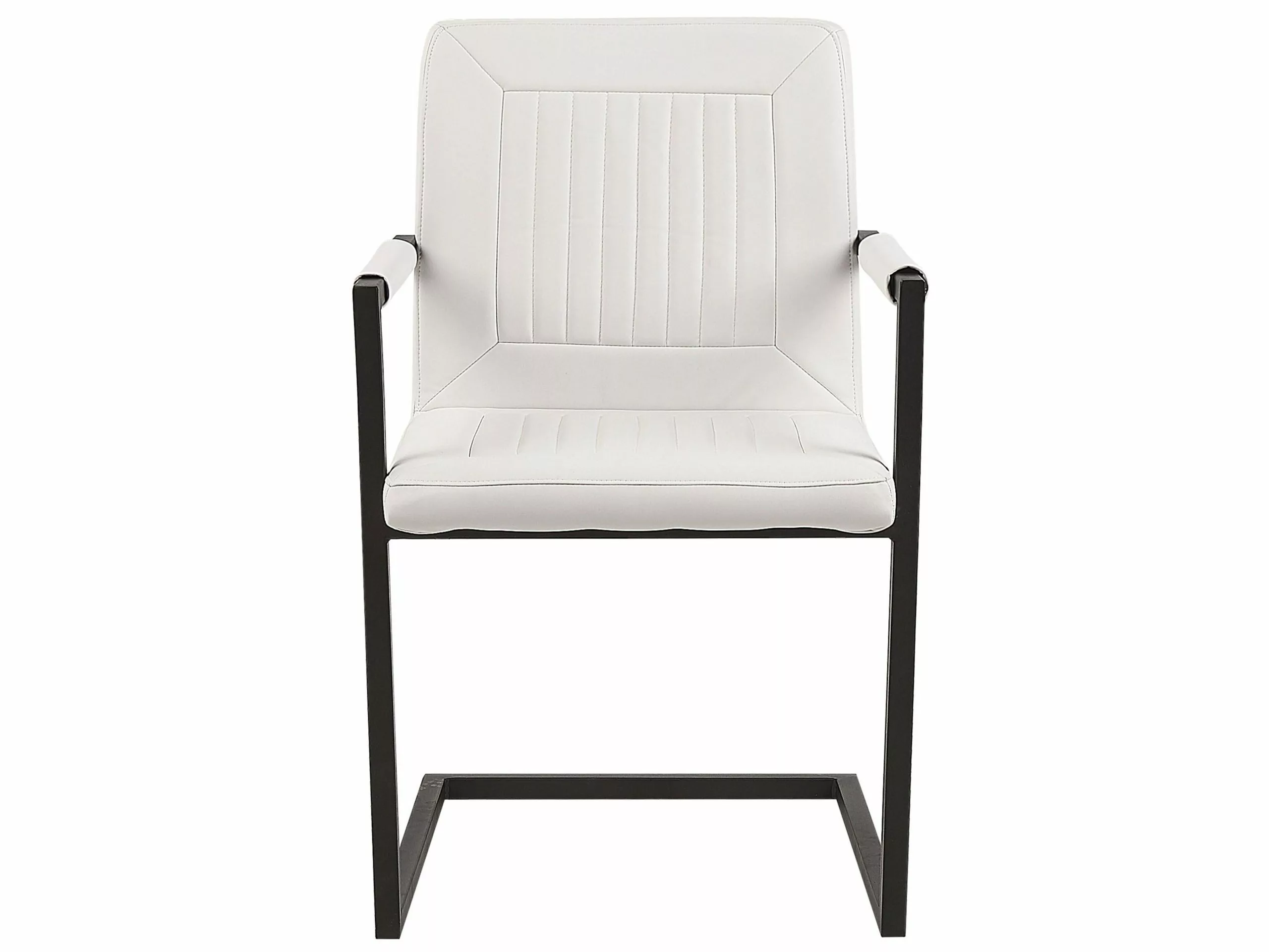 Beliani Conjunto De 2 Sillas De Comedor De Piel Sintética Blanco Crema/negro BRANDOL 5 Beliani Conjunto De 2 Sillas De Comedor De Piel Sintética Blanco Crema/negro BRANDOL - Imagen 3