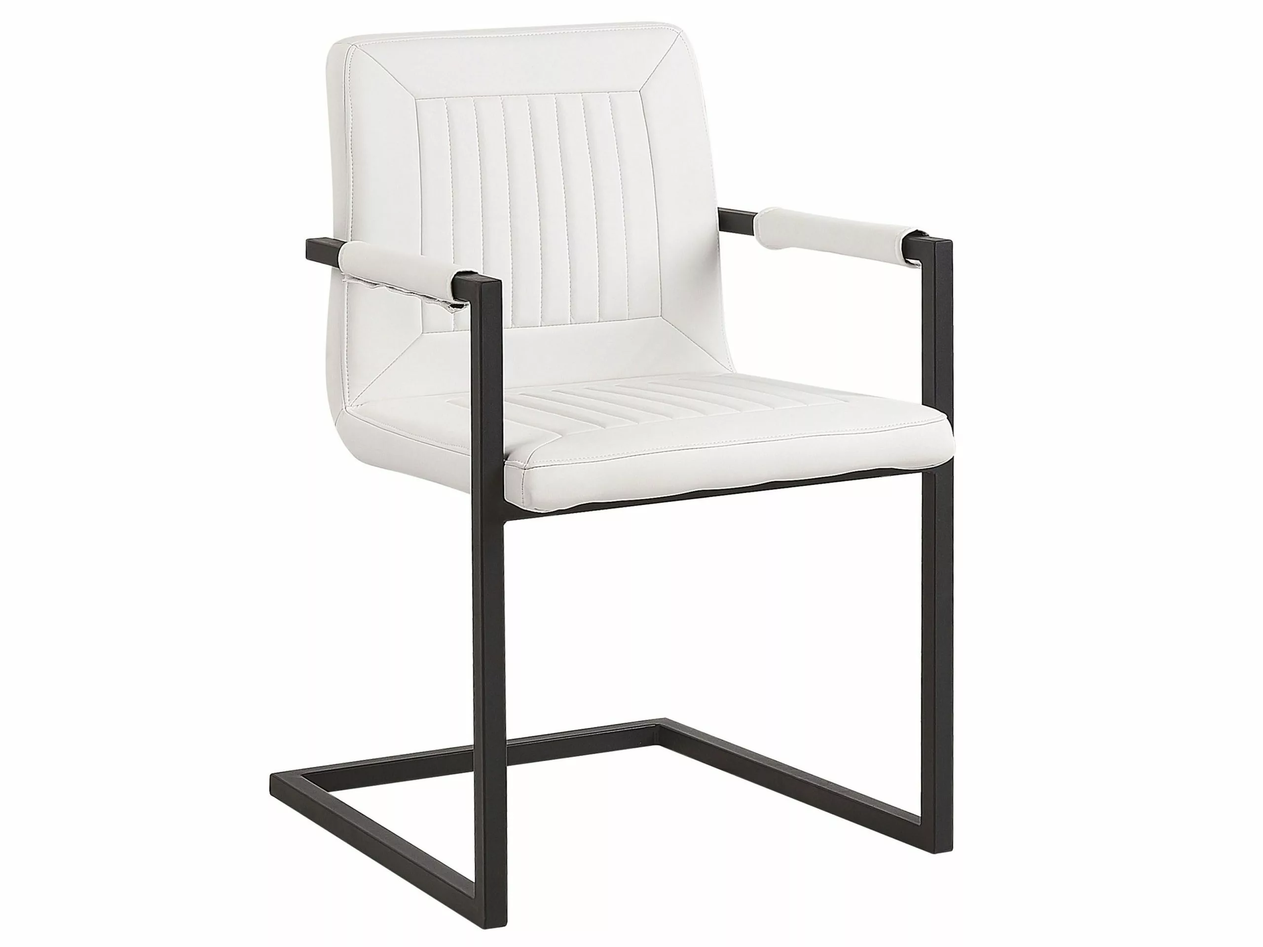 Beliani Conjunto De 2 Sillas De Comedor De Piel Sintética Blanco Crema/negro BRANDOL 6 Beliani Conjunto De 2 Sillas De Comedor De Piel Sintética Blanco Crema/negro BRANDOL - Imagen 4