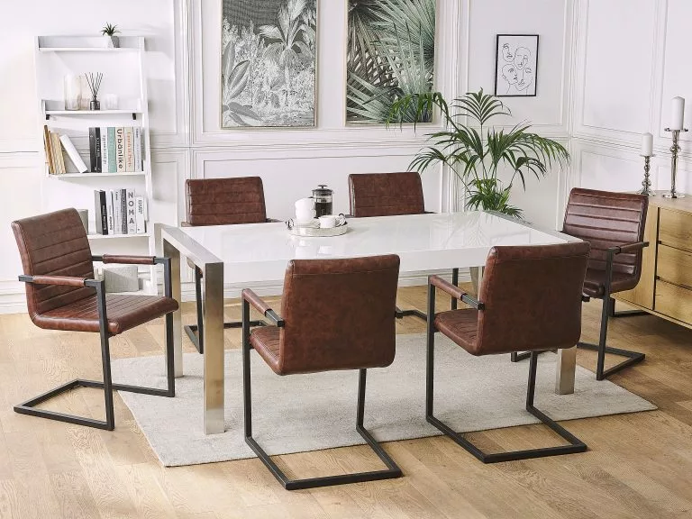Beliani Conjunto De 2 Sillas De Comedor De Piel Sintética Marrón/negro BUFORD - Imagen 2