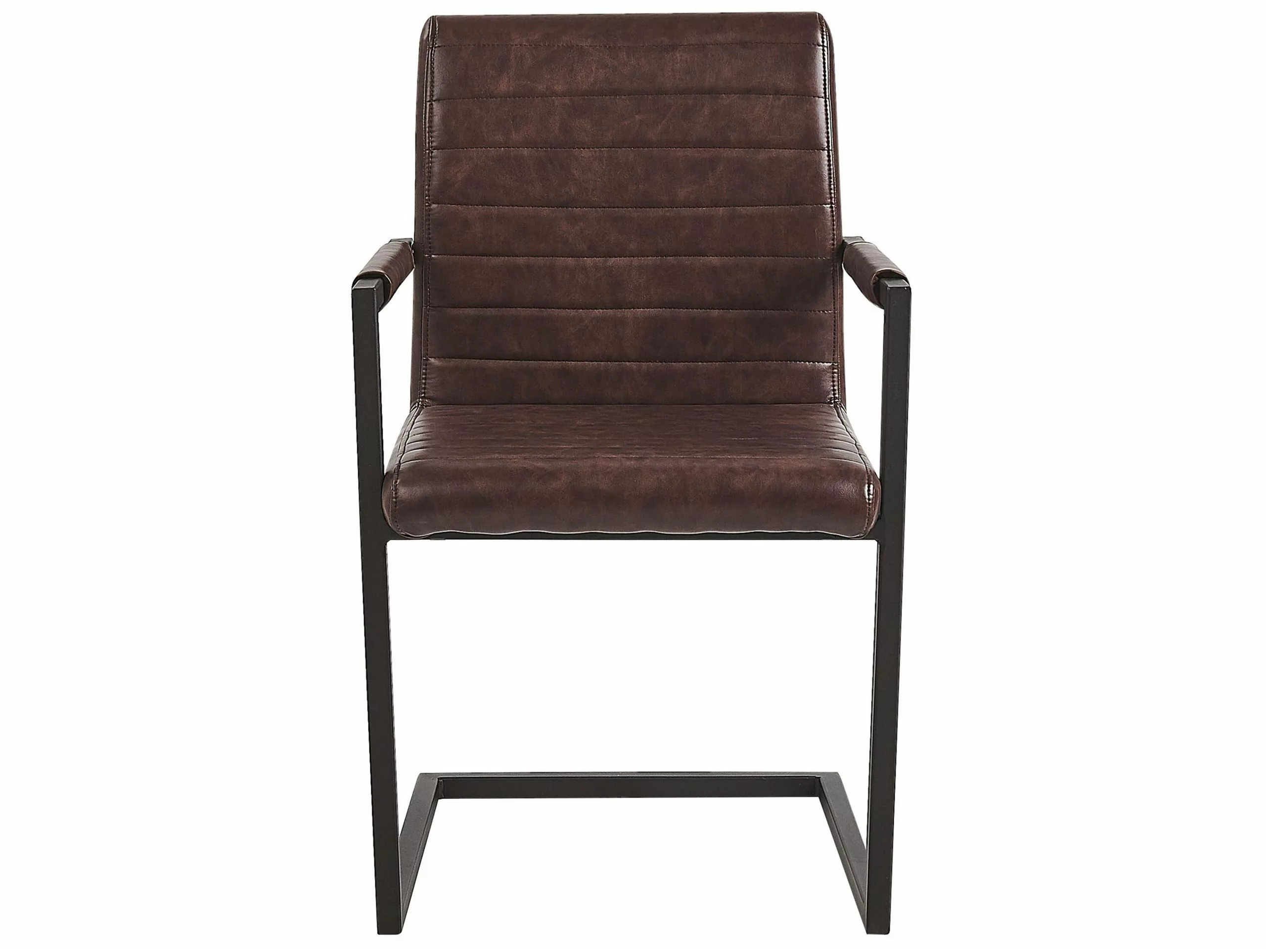 Beliani Conjunto De 2 Sillas De Comedor De Piel Sintética Marrón/negro BUFORD - Imagen 3