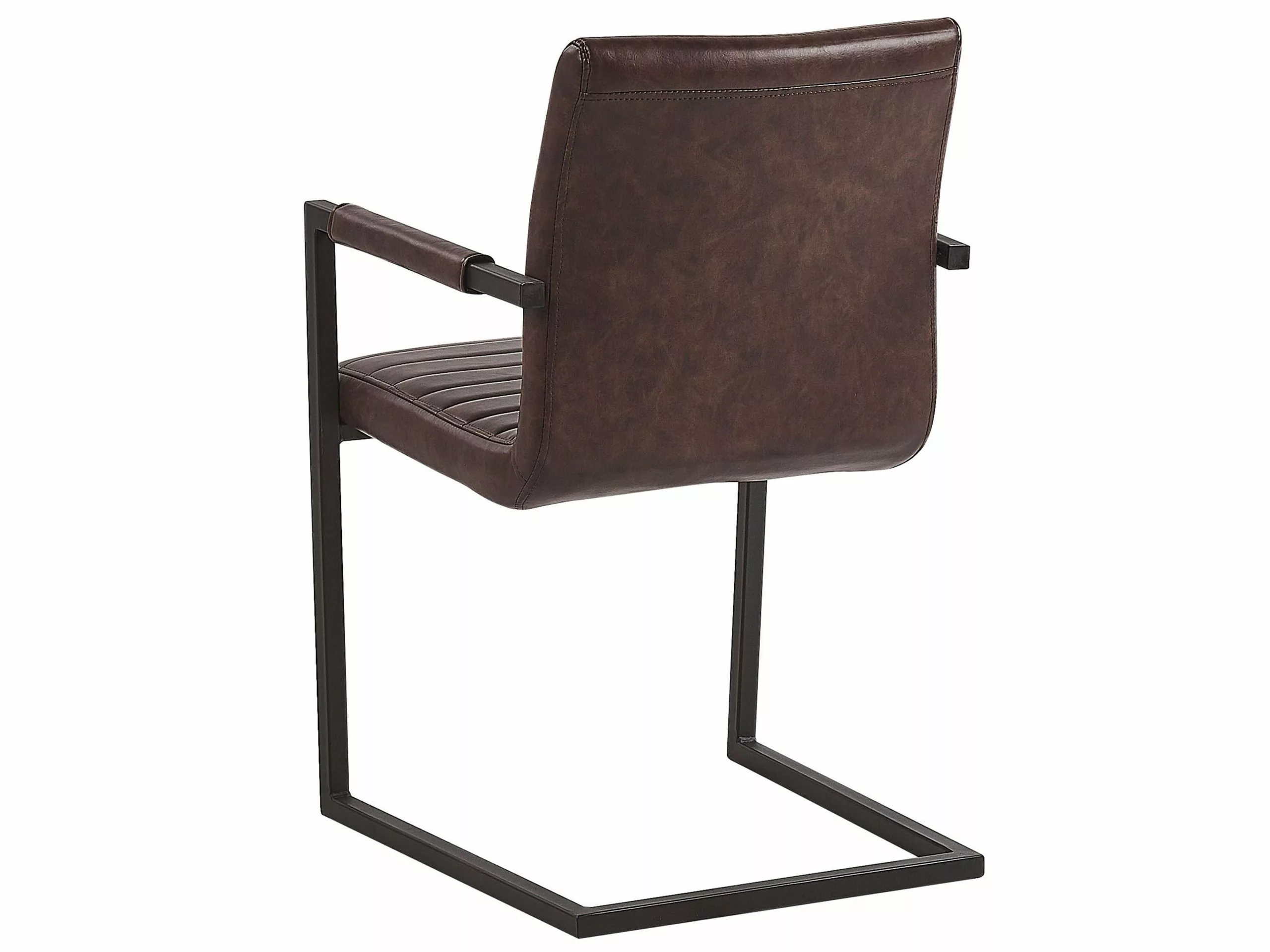 Beliani Conjunto De 2 Sillas De Comedor De Piel Sintética Marrón/negro BUFORD - Imagen 5