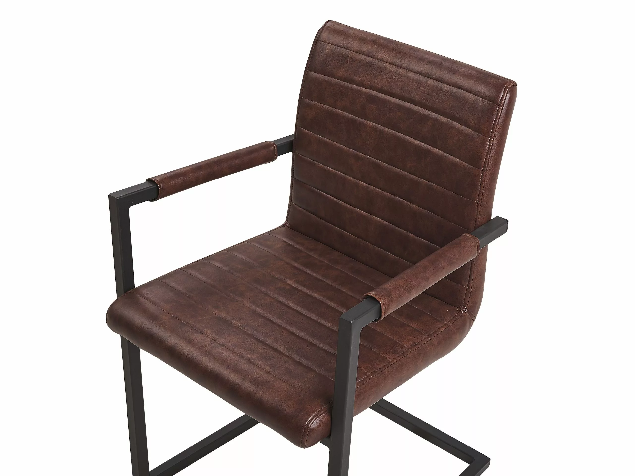 Beliani Conjunto De 2 Sillas De Comedor De Piel Sintética Marrón/negro BUFORD - Imagen 6