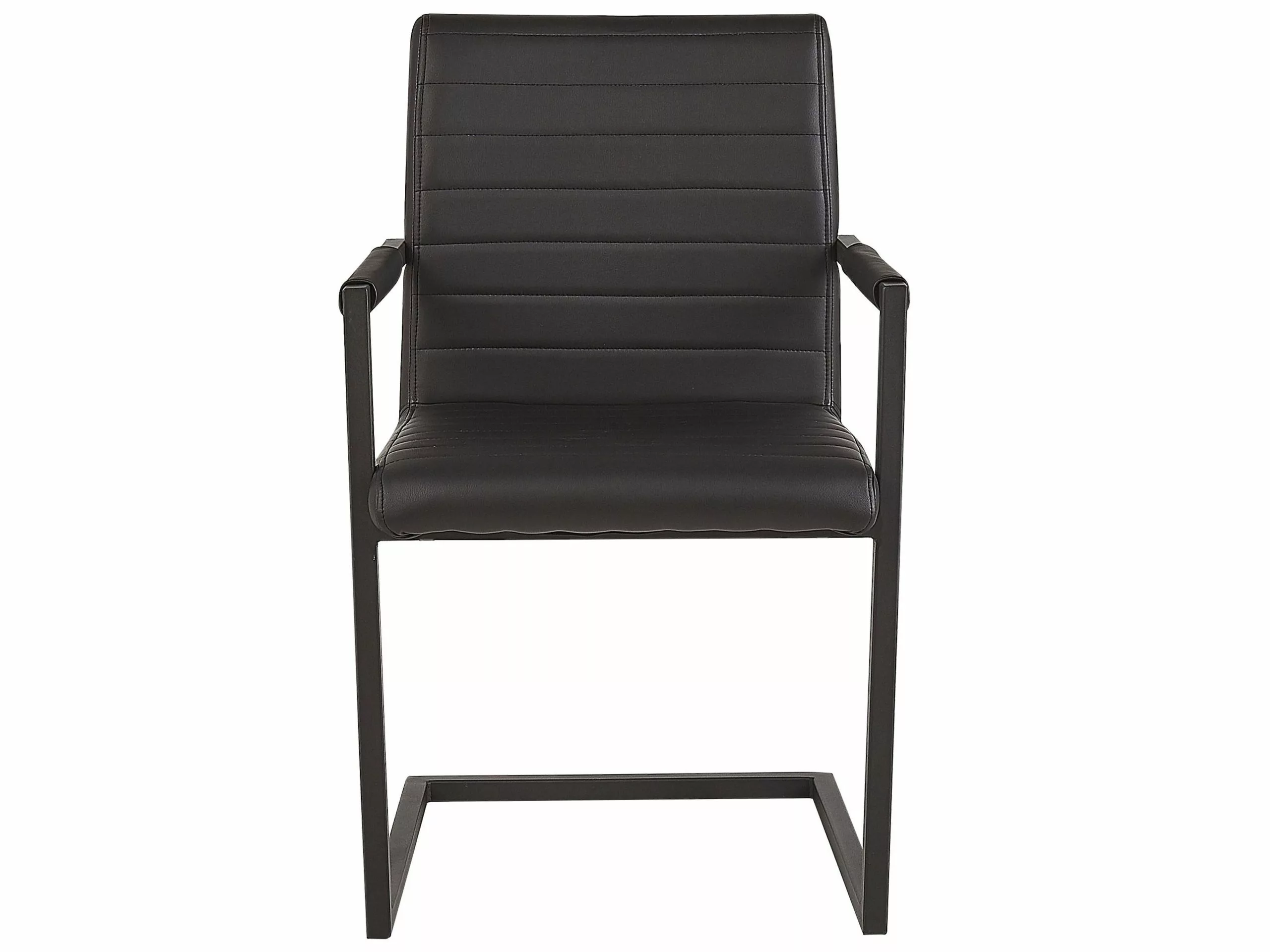 Beliani Conjunto De 2 Sillas De Comedor De Piel Sintética Negra BUFORD 5 Beliani Conjunto De 2 Sillas De Comedor De Piel Sintética Negra BUFORD - Imagen 3