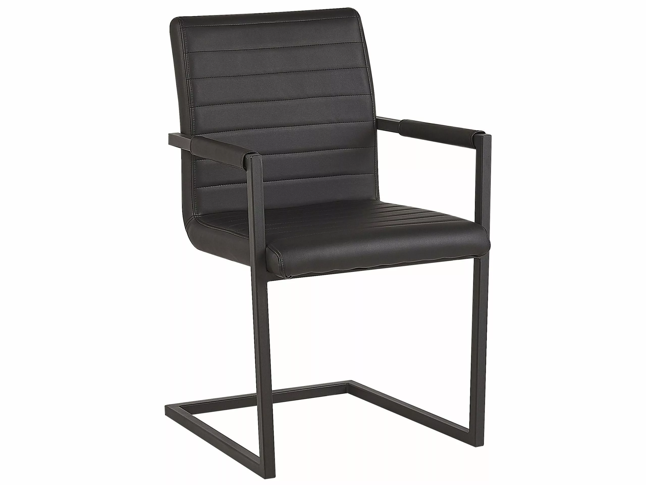 Beliani Conjunto De 2 Sillas De Comedor De Piel Sintética Negra BUFORD 6 Beliani Conjunto De 2 Sillas De Comedor De Piel Sintética Negra BUFORD - Imagen 4