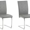 Beliani Conjunto De 2 Sillas De Comedor De Piel Sintética Gris/plateado ROVARD