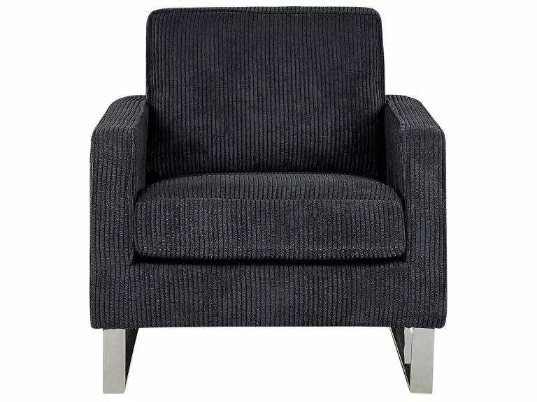 Beliani Sillón De Pana Negro VIND - Imagen 4