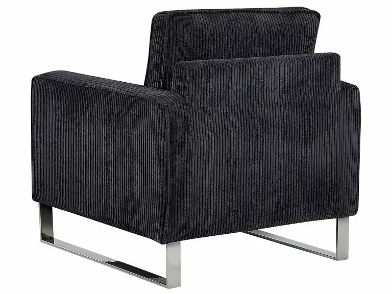 Beliani Sillón De Pana Negro VIND - Imagen 5