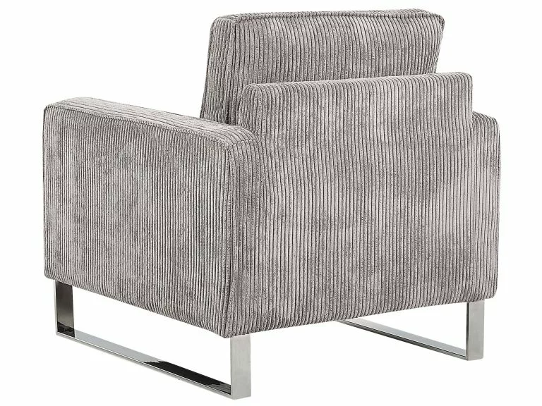 Beliani Sillón De Pana Gris VIND - Imagen 5