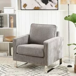 Beliani Sillón De Pana Gris VIND -Sillas Ventas undef src sa picid 791757 type color image scaled